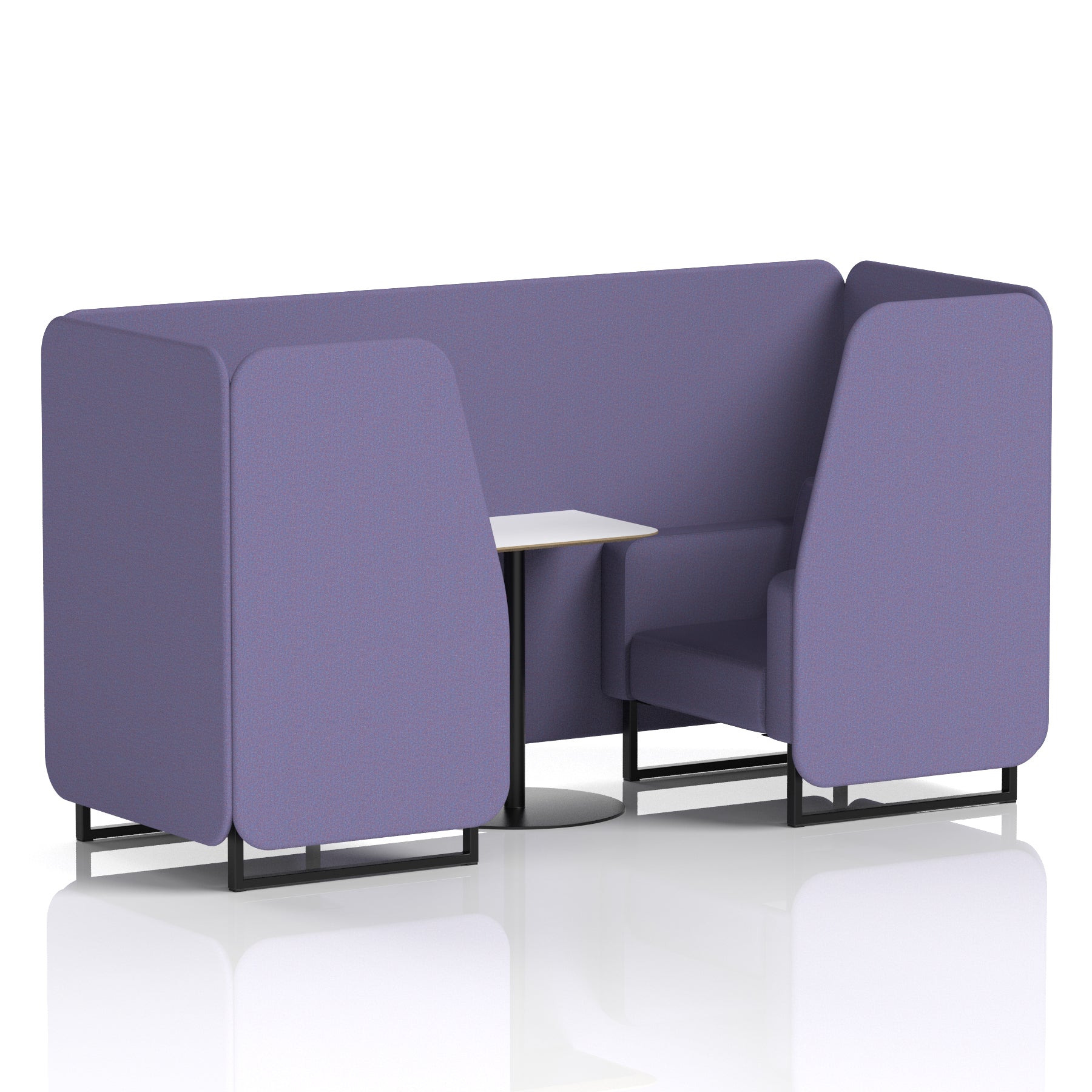 Brixworth Office Booth with White Table, 2/4/6 Seater, Multiple Colours, Black Frame, Plywood & Fabric, Self-Assembly, 10 Yr Frame Warranty