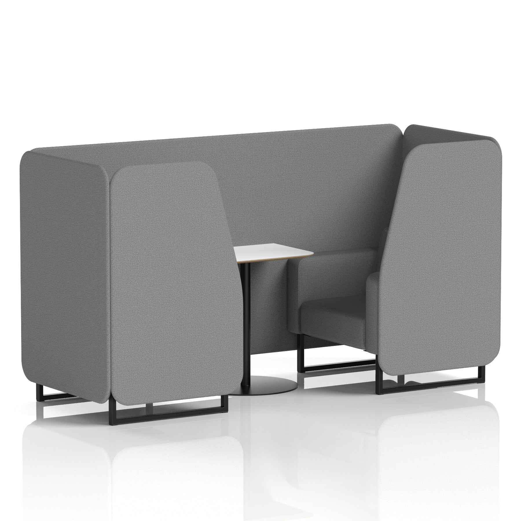 Brixworth Office Booth with White Table, 2/4/6 Seater, Multiple Colours, Black Frame, Plywood & Fabric, Self-Assembly, 10 Yr Frame Warranty