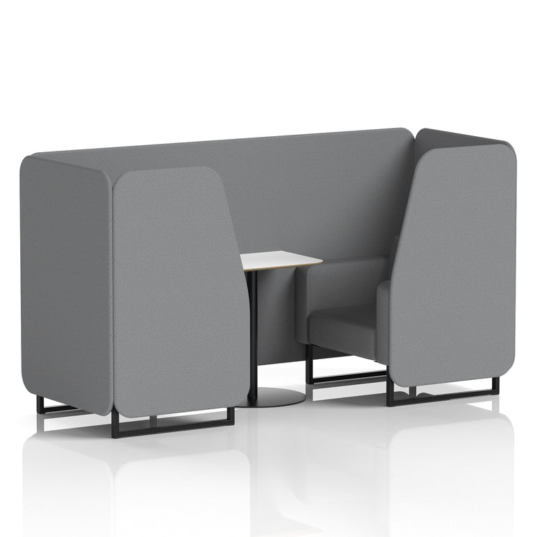 Brixworth Office Booth with White Table, 2/4/6 Seater, Multiple Colours, Black Frame, Plywood & Fabric, Self-Assembly, 10 Yr Frame Warranty