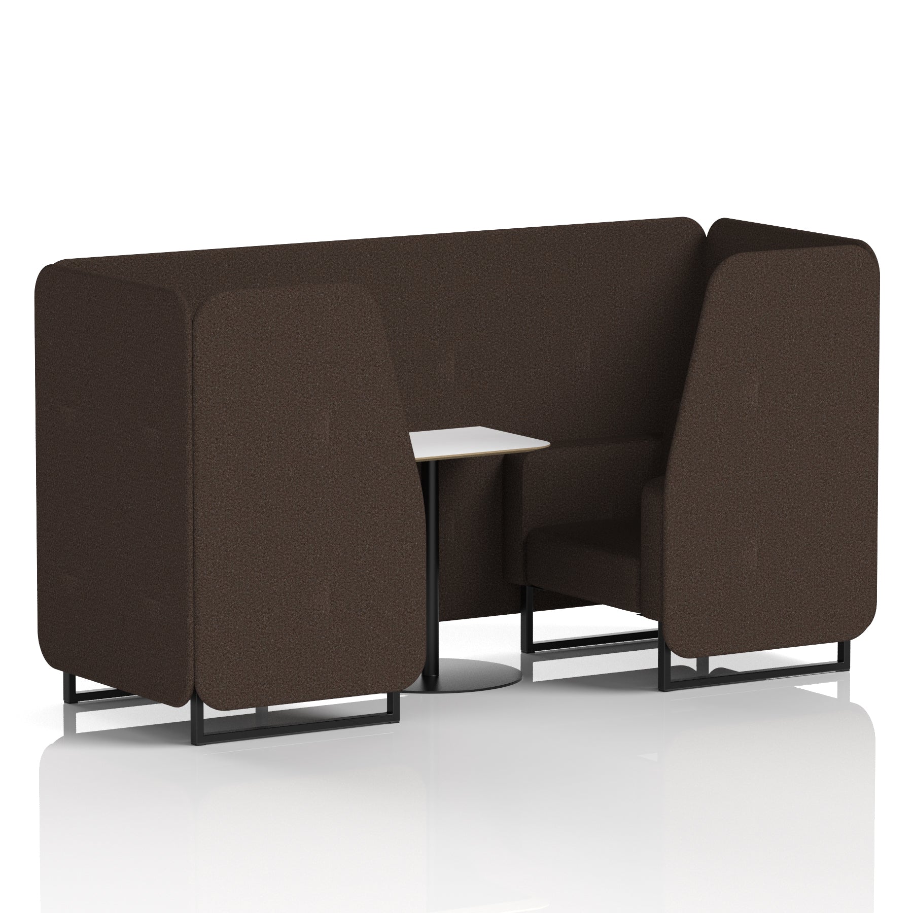 Brixworth Office Booth with White Table, 2/4/6 Seater, Multiple Colours, Black Frame, Plywood & Fabric, Self-Assembly, 10 Yr Frame Warranty