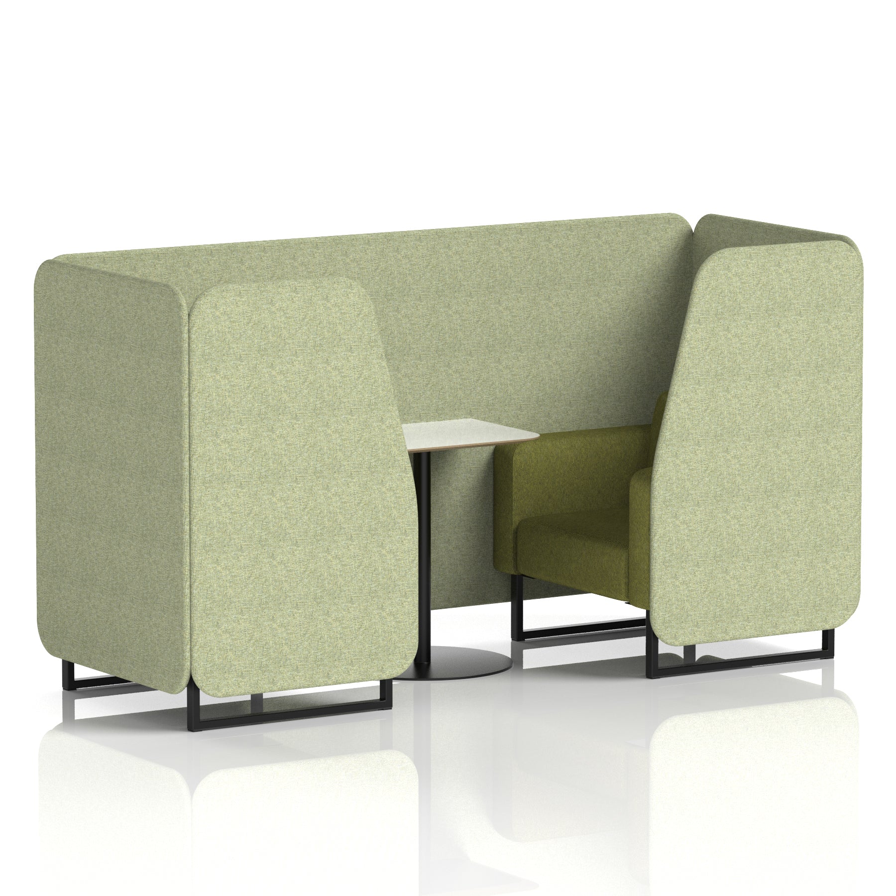 Brixworth Two-Tone Booth with White Table, 2–6 Seater, Multiple Colour Options, Black Frame, Fabric & Plywood, 10 Year Frame Warranty