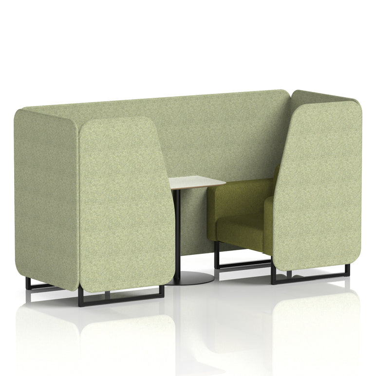 Brixworth Two-Tone Booth with White Table, 2–6 Seater, Multiple Colour Options, Black Frame, Fabric & Plywood, 10 Year Frame Warranty