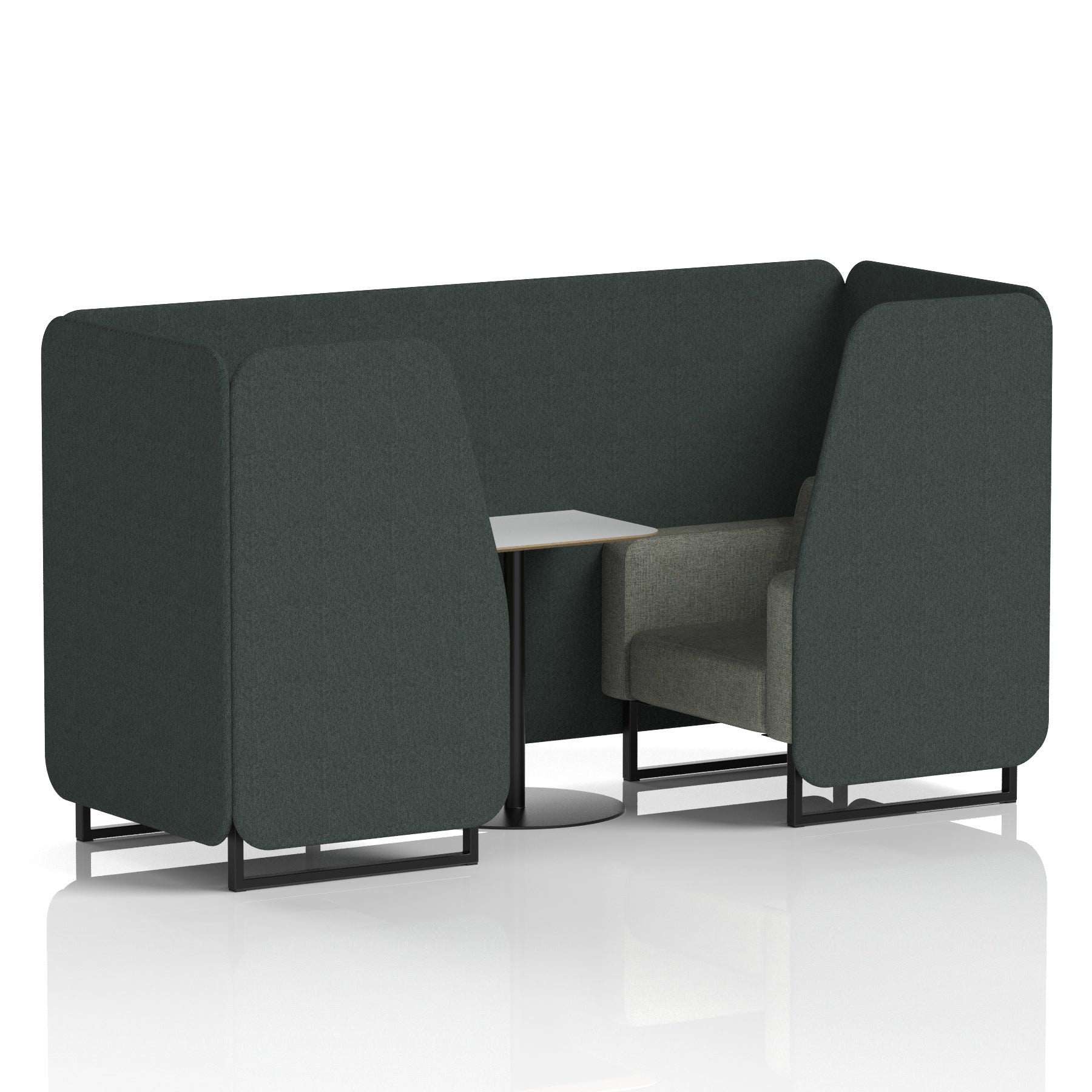 Brixworth Two-Tone Booth with White Table, 2–6 Seater, Multiple Colour Options, Black Frame, Fabric & Plywood, 10 Year Frame Warranty