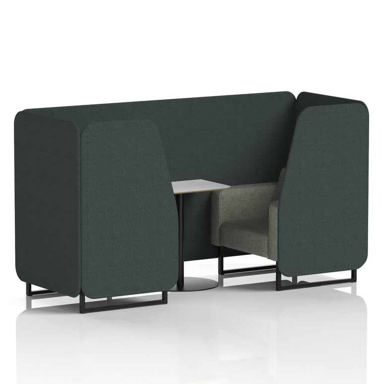 Brixworth Two-Tone Booth with White Table, 2–6 Seater, Multiple Colour Options, Black Frame, Fabric & Plywood, 10 Year Frame Warranty