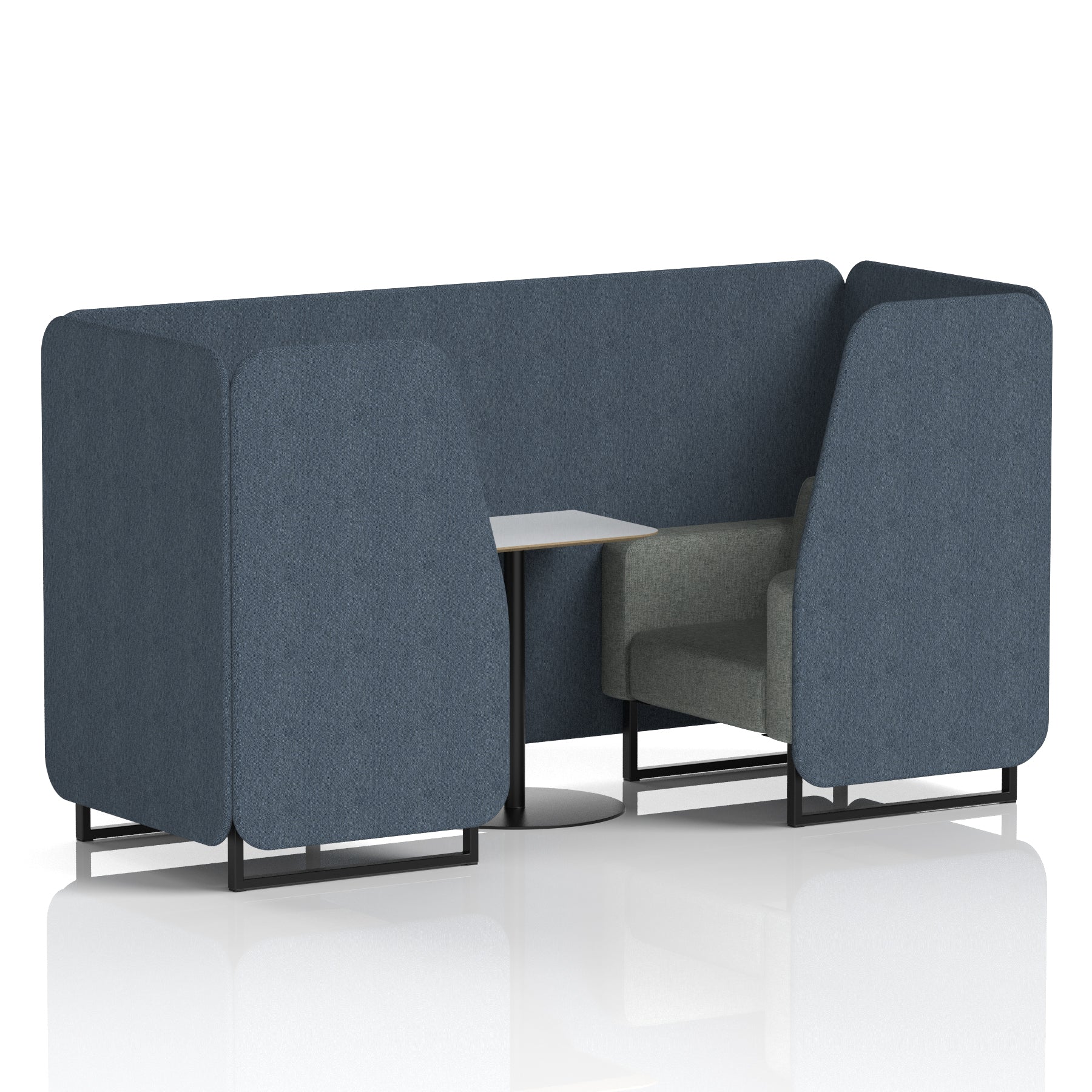 Brixworth Two-Tone Booth with White Table, 2–6 Seater, Multiple Colour Options, Black Frame, Fabric & Plywood, 10 Year Frame Warranty