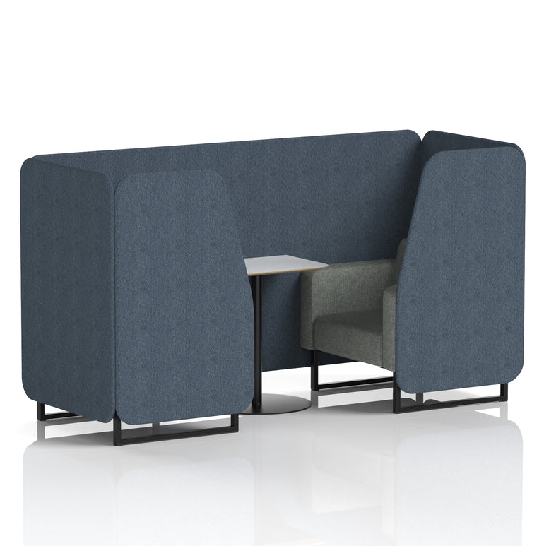 Brixworth Two-Tone Booth with White Table, 2–6 Seater, Multiple Colour Options, Black Frame, Fabric & Plywood, 10 Year Frame Warranty