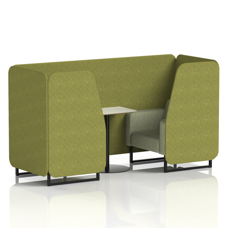Brixworth Two-Tone Booth with White Table, 2–6 Seater, Multiple Colour Options, Black Frame, Fabric & Plywood, 10 Year Frame Warranty