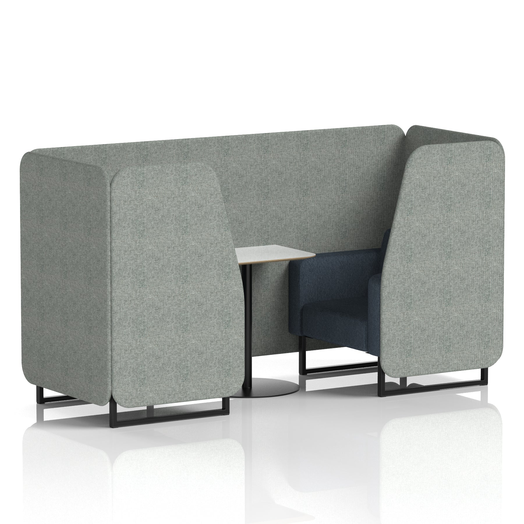 Brixworth Two-Tone Booth with White Table, 2–6 Seater, Multiple Colour Options, Black Frame, Fabric & Plywood, 10 Year Frame Warranty