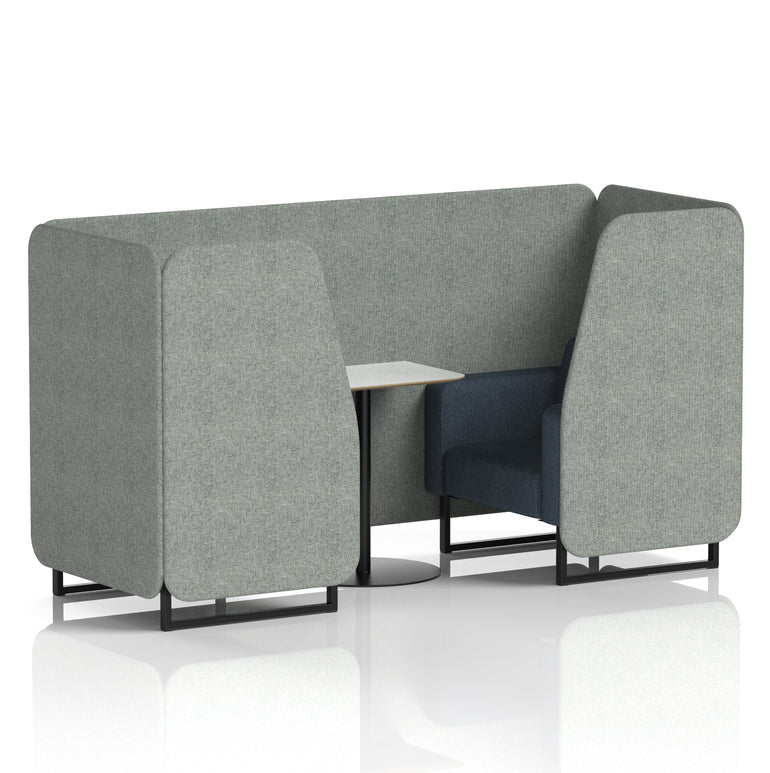 Brixworth Two-Tone Booth with White Table, 2–6 Seater, Multiple Colour Options, Black Frame, Fabric & Plywood, 10 Year Frame Warranty