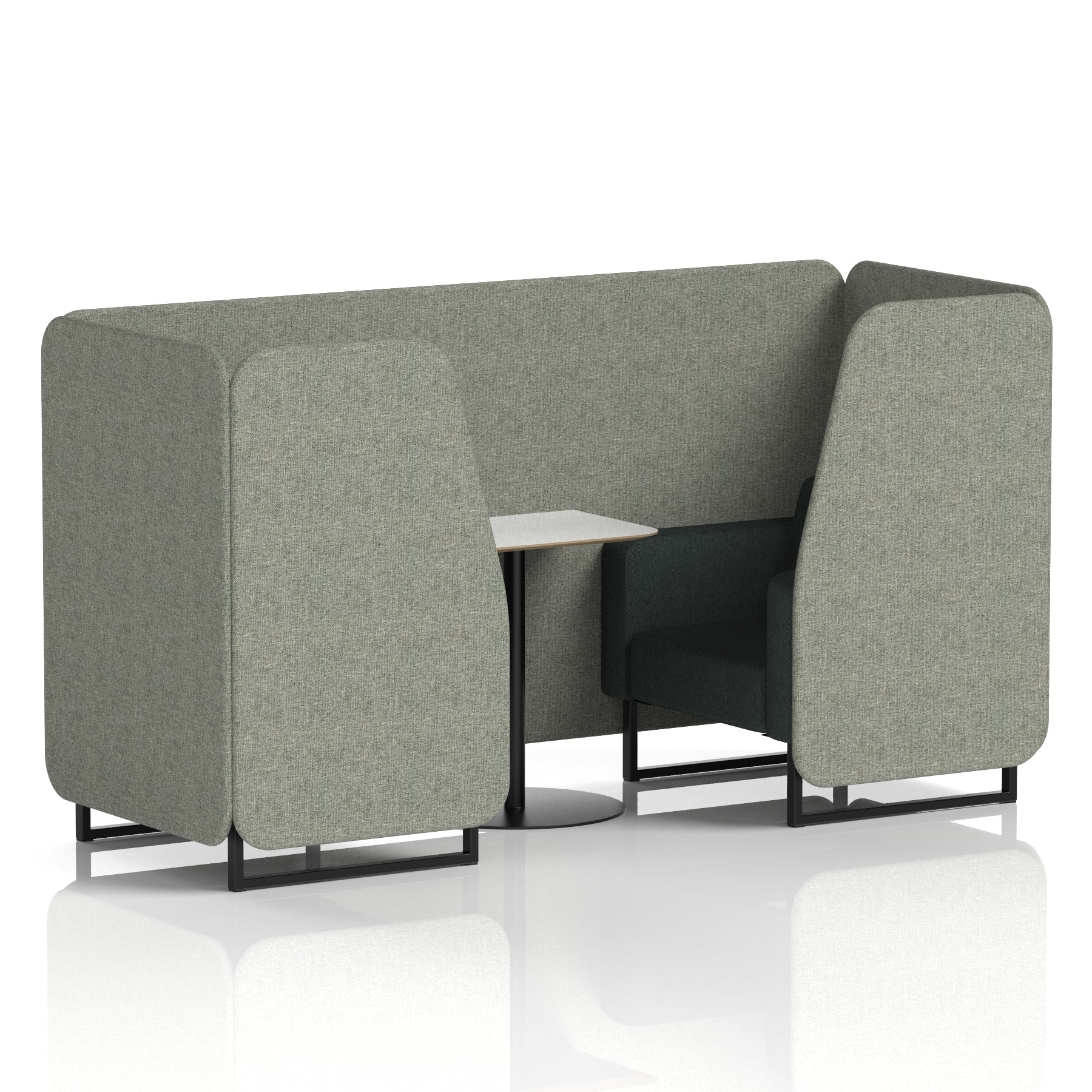 Brixworth Two-Tone Booth with White Table, 2–6 Seater, Multiple Colour Options, Black Frame, Fabric & Plywood, 10 Year Frame Warranty