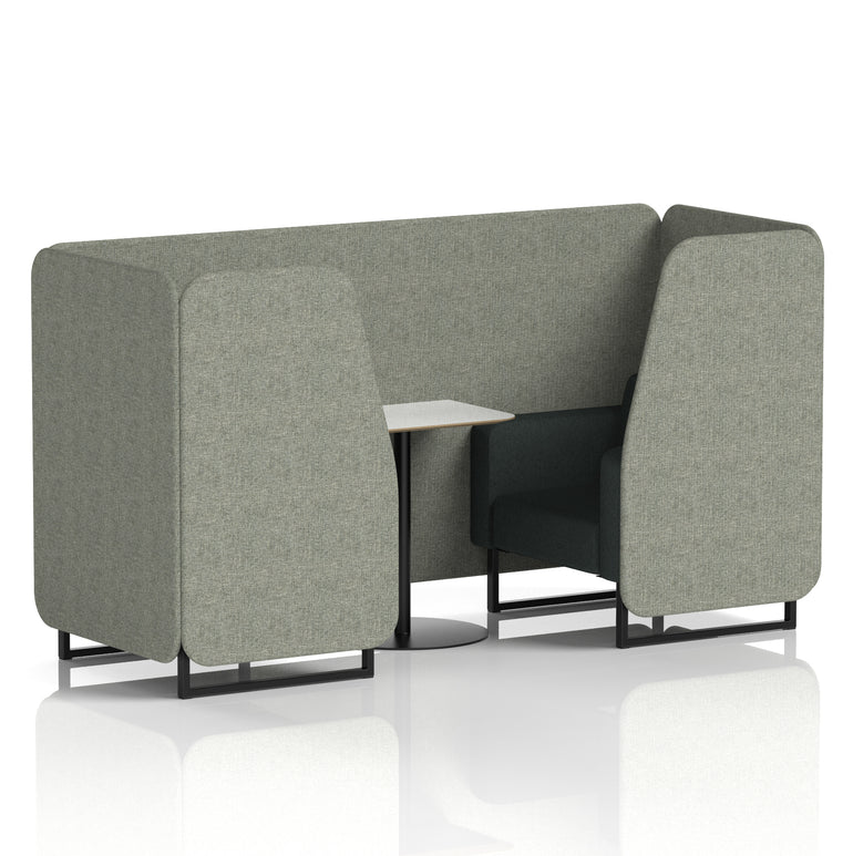 Brixworth Two-Tone Booth with White Table, 2–6 Seater, Multiple Colour Options, Black Frame, Fabric & Plywood, 10 Year Frame Warranty
