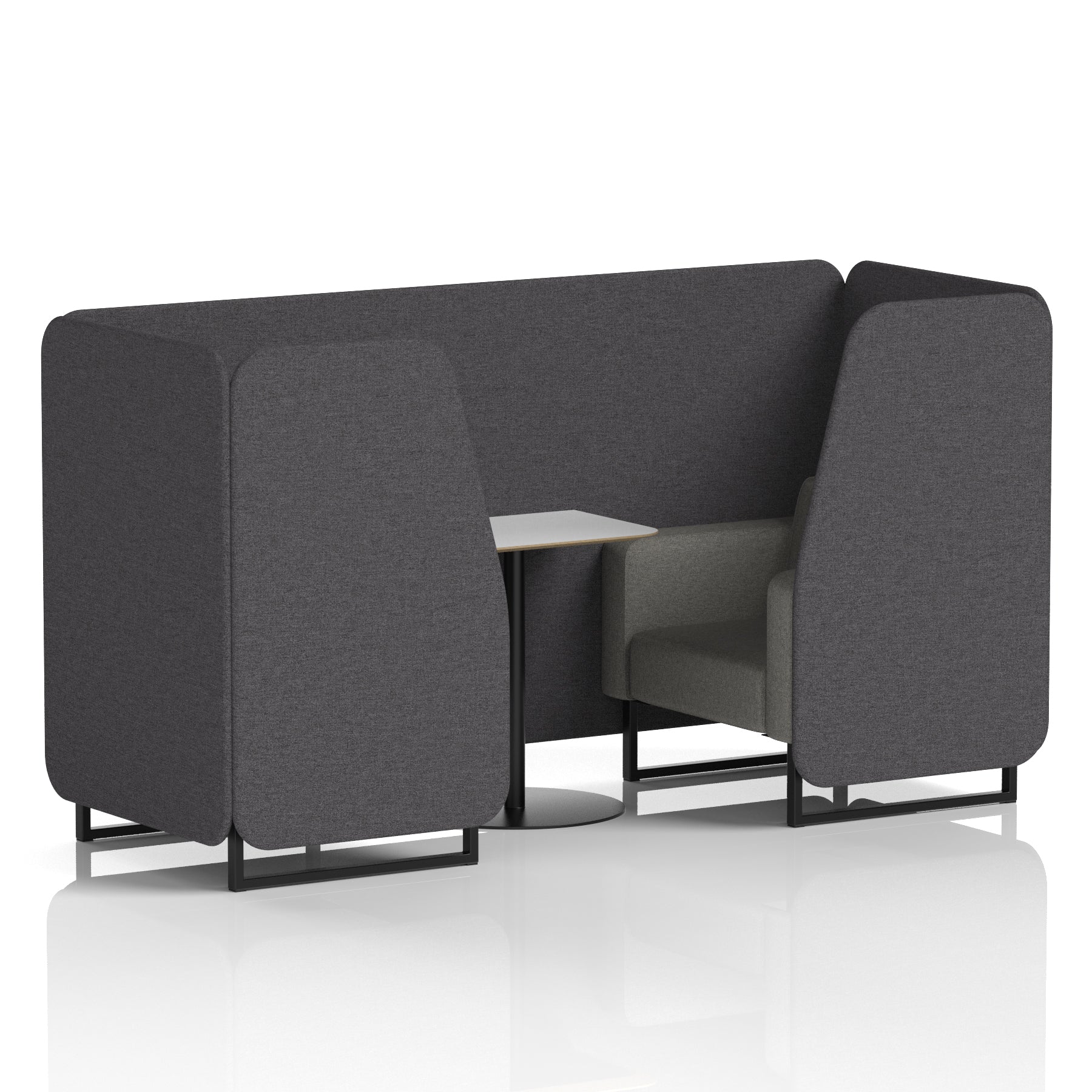 Brixworth Two-Tone Booth with White Table, 2–6 Seater, Multiple Colour Options, Black Frame, Fabric & Plywood, 10 Year Frame Warranty