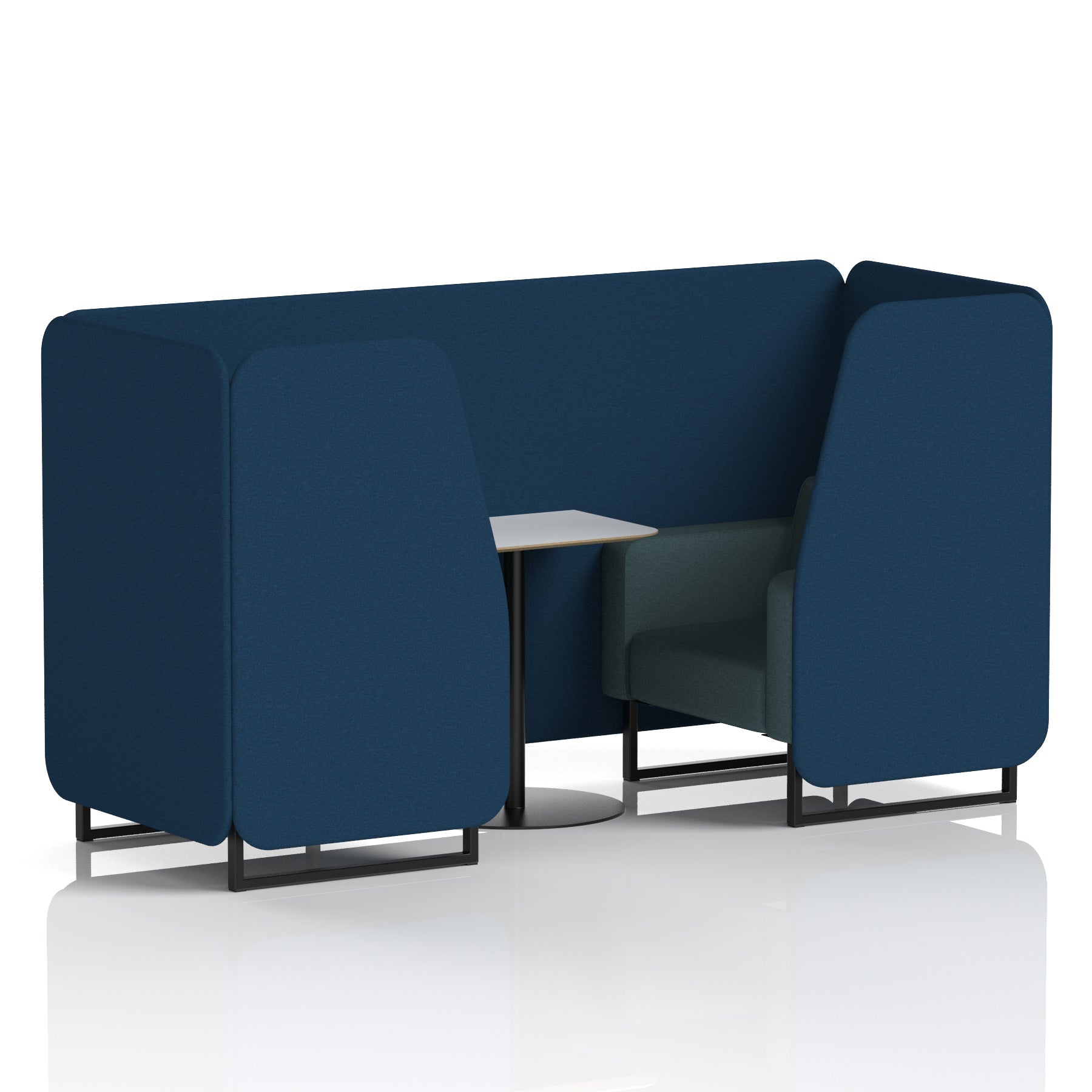 Brixworth Two-Tone Booth with White Table, 2–6 Seater, Multiple Colour Options, Black Frame, Fabric & Plywood, 10 Year Frame Warranty