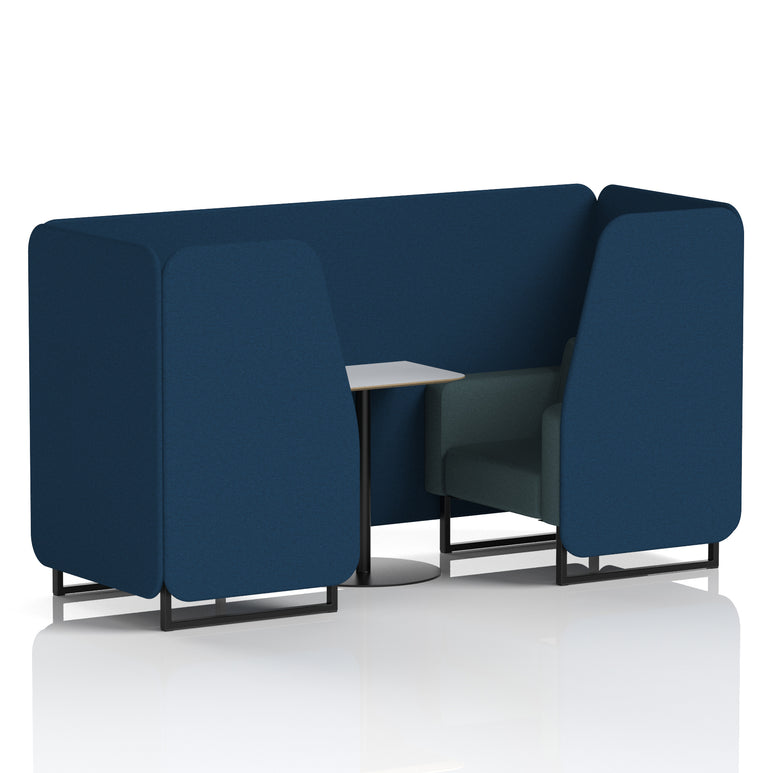 Brixworth Two-Tone Booth with White Table, 2–6 Seater, Multiple Colour Options, Black Frame, Fabric & Plywood, 10 Year Frame Warranty