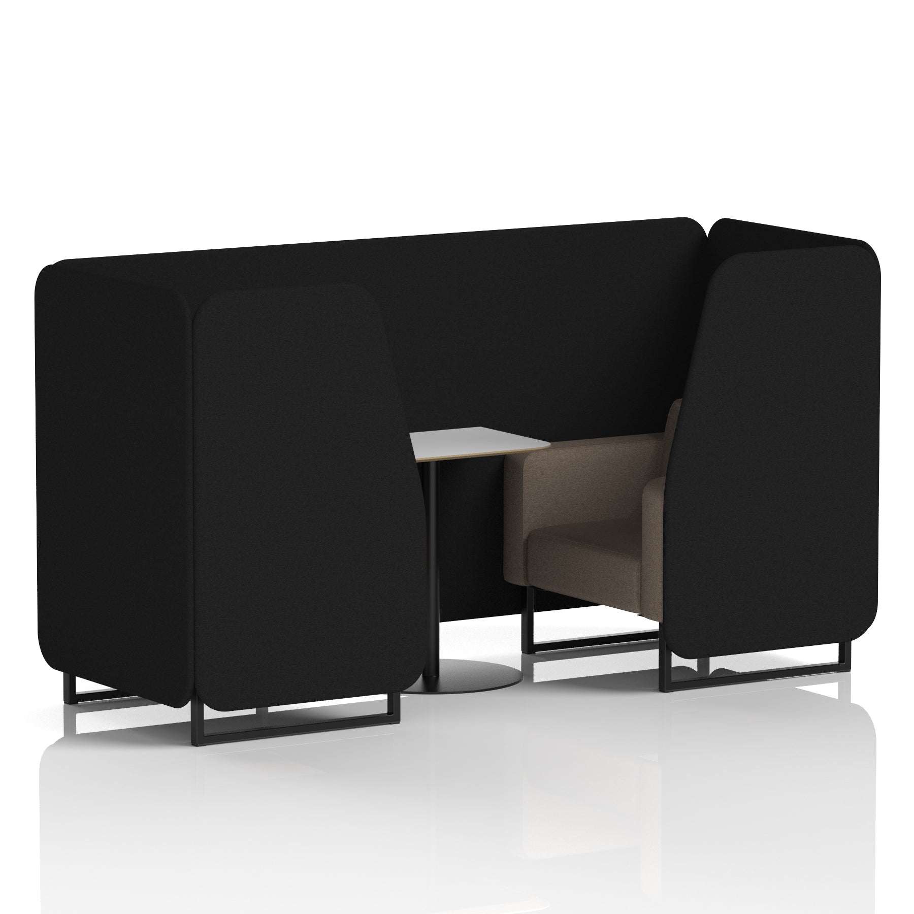 Brixworth Two-Tone Booth with White Table, 2–6 Seater, Multiple Colour Options, Black Frame, Fabric & Plywood, 10 Year Frame Warranty