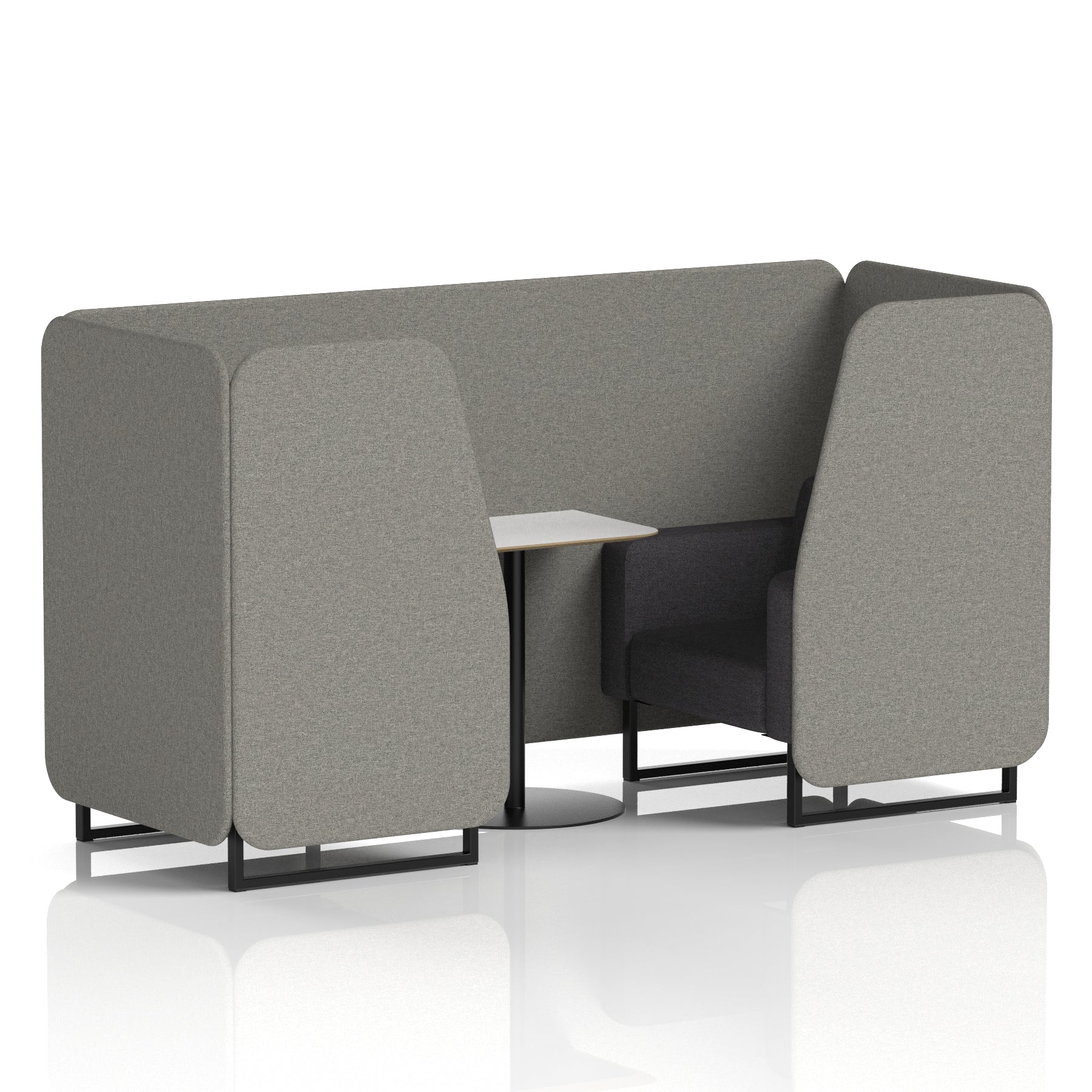 Brixworth Two-Tone Booth with White Table, 2–6 Seater, Multiple Colour Options, Black Frame, Fabric & Plywood, 10 Year Frame Warranty