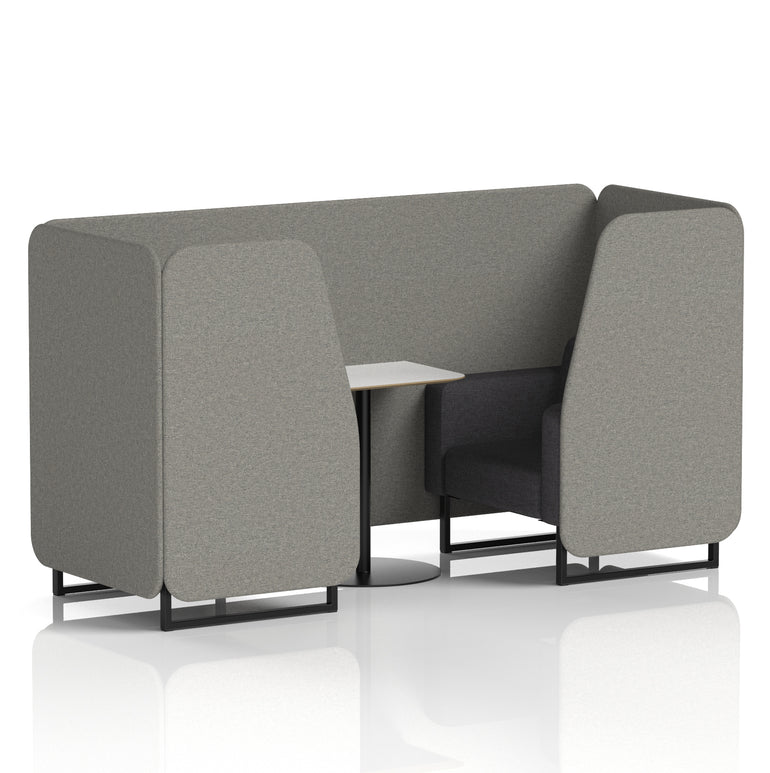Brixworth Two-Tone Booth with White Table, 2–6 Seater, Multiple Colour Options, Black Frame, Fabric & Plywood, 10 Year Frame Warranty