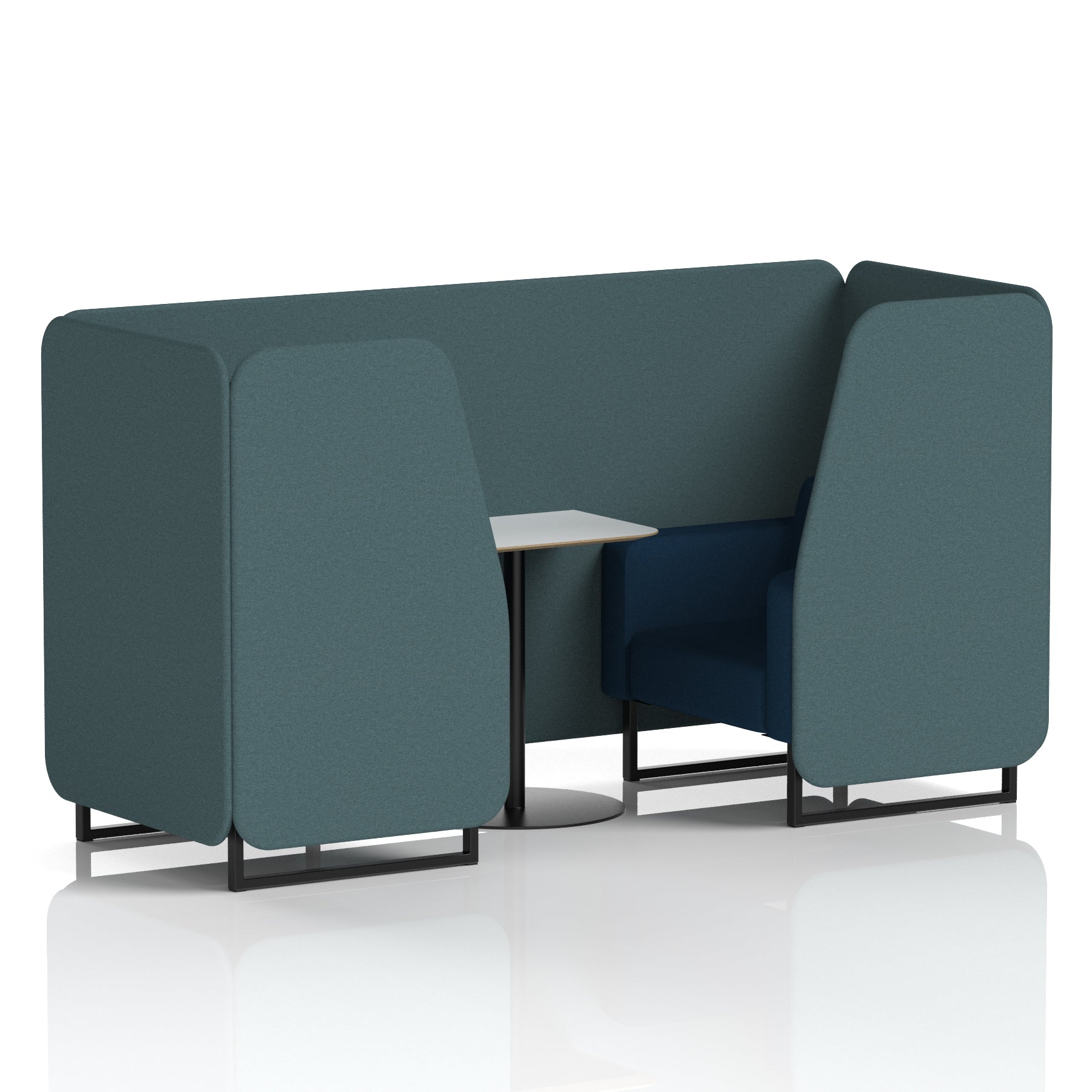 Brixworth Two-Tone Booth with White Table, 2–6 Seater, Multiple Colour Options, Black Frame, Fabric & Plywood, 10 Year Frame Warranty