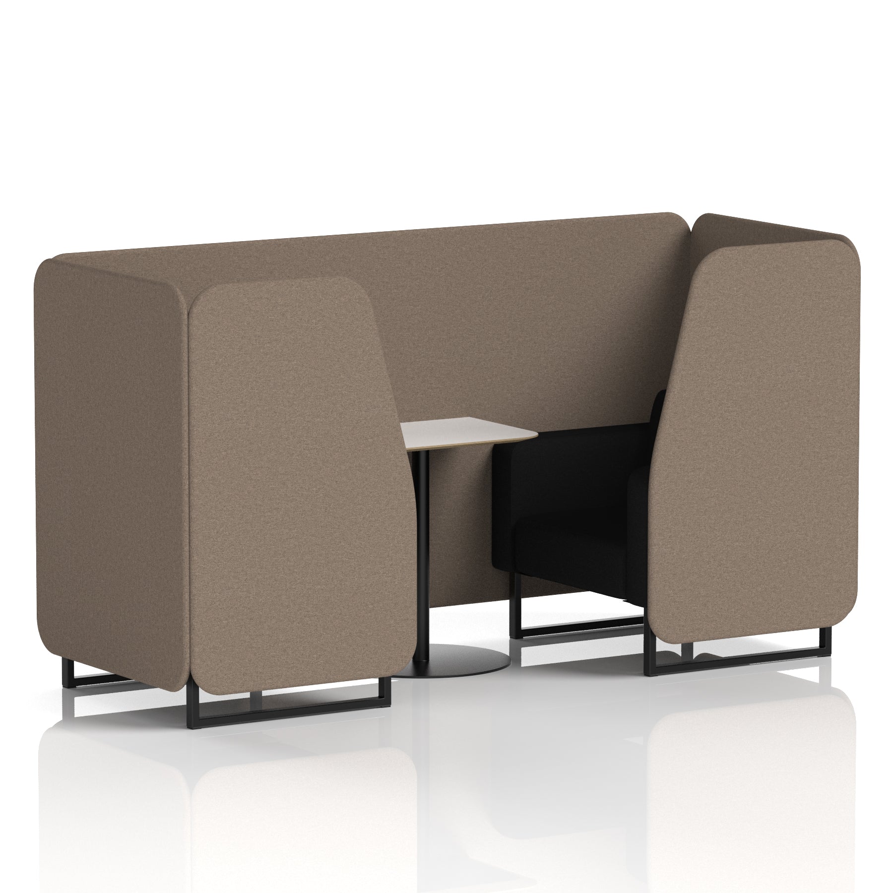 Brixworth Two-Tone Booth with White Table, 2–6 Seater, Multiple Colour Options, Black Frame, Fabric & Plywood, 10 Year Frame Warranty