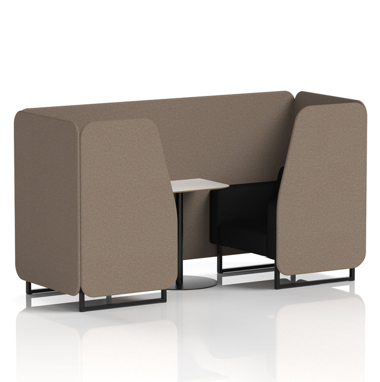 Brixworth Two-Tone Booth with White Table, 2–6 Seater, Multiple Colour Options, Black Frame, Fabric & Plywood, 10 Year Frame Warranty