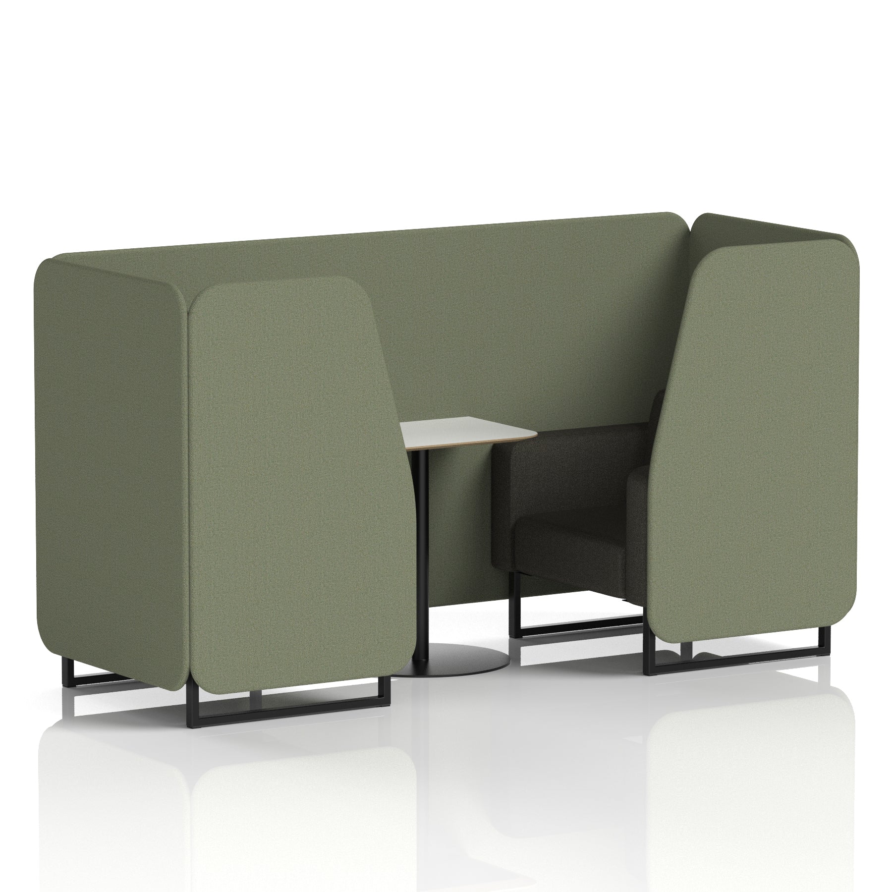 Brixworth Two-Tone Booth with White Table, 2–6 Seater, Multiple Colour Options, Black Frame, Fabric & Plywood, 10 Year Frame Warranty