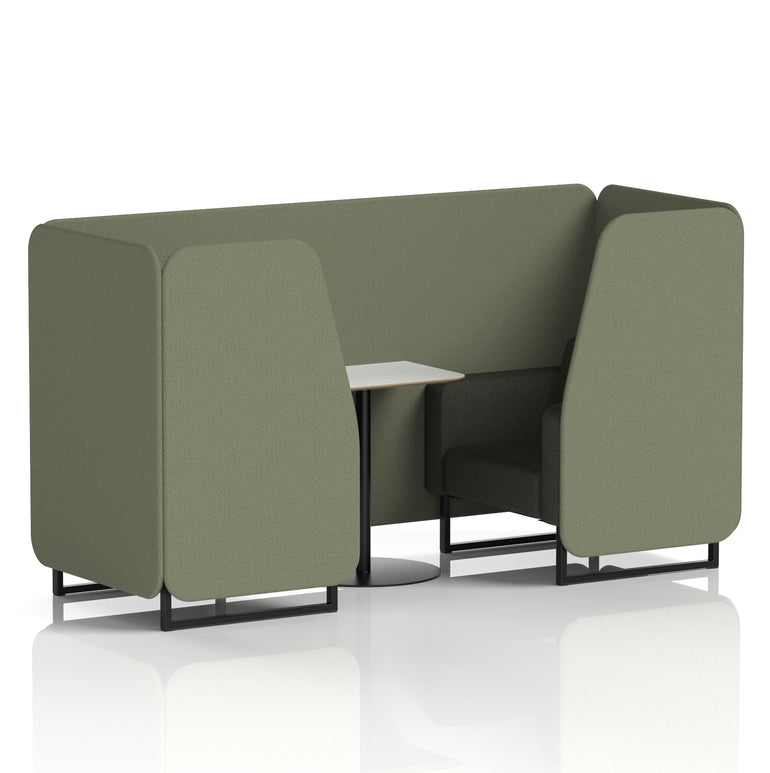 Brixworth Two-Tone Booth with White Table, 2–6 Seater, Multiple Colour Options, Black Frame, Fabric & Plywood, 10 Year Frame Warranty