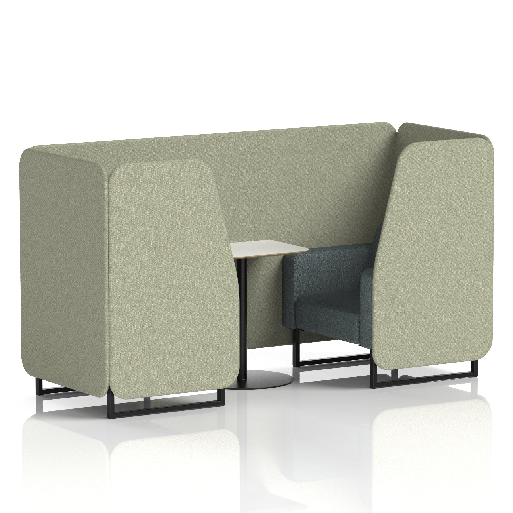 Brixworth Two-Tone Booth with White Table, 2–6 Seater, Multiple Colour Options, Black Frame, Fabric & Plywood, 10 Year Frame Warranty