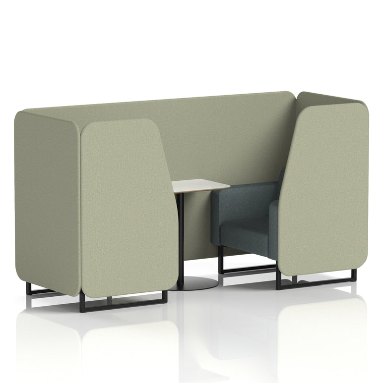 Brixworth Two-Tone Booth with White Table, 2–6 Seater, Multiple Colour Options, Black Frame, Fabric & Plywood, 10 Year Frame Warranty