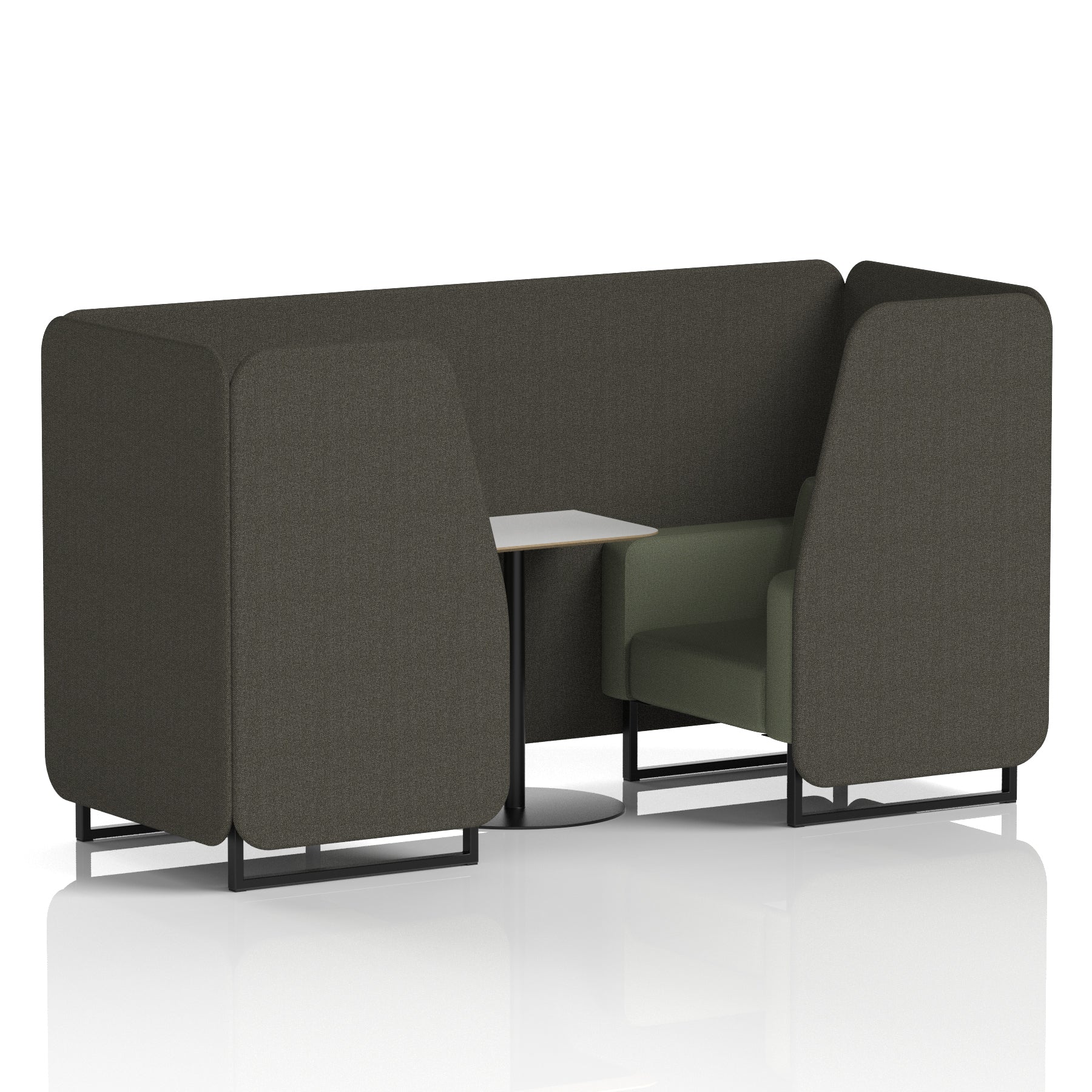 Brixworth Two-Tone Booth with White Table, 2–6 Seater, Multiple Colour Options, Black Frame, Fabric & Plywood, 10 Year Frame Warranty