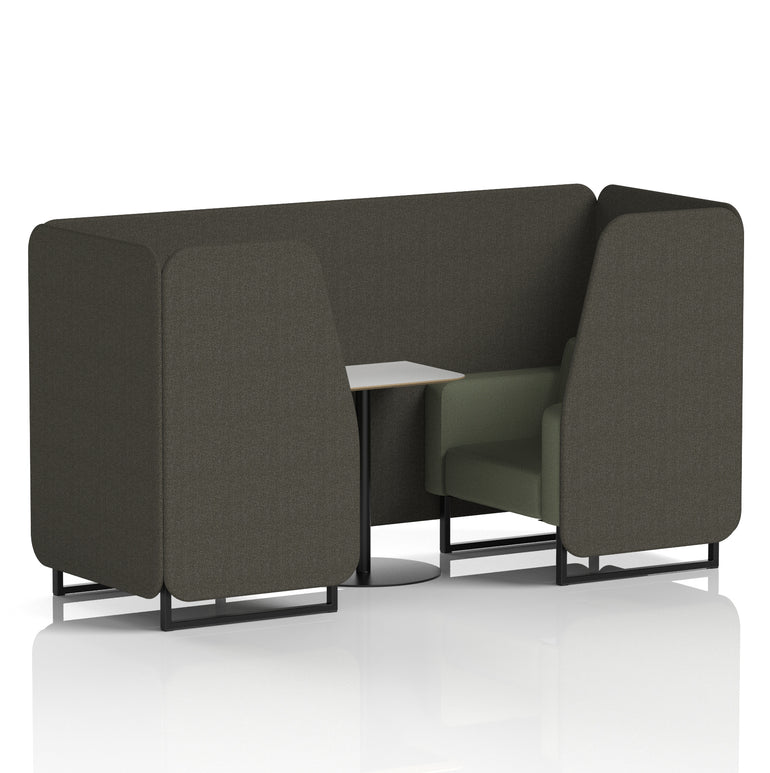 Brixworth Two-Tone Booth with White Table, 2–6 Seater, Multiple Colour Options, Black Frame, Fabric & Plywood, 10 Year Frame Warranty