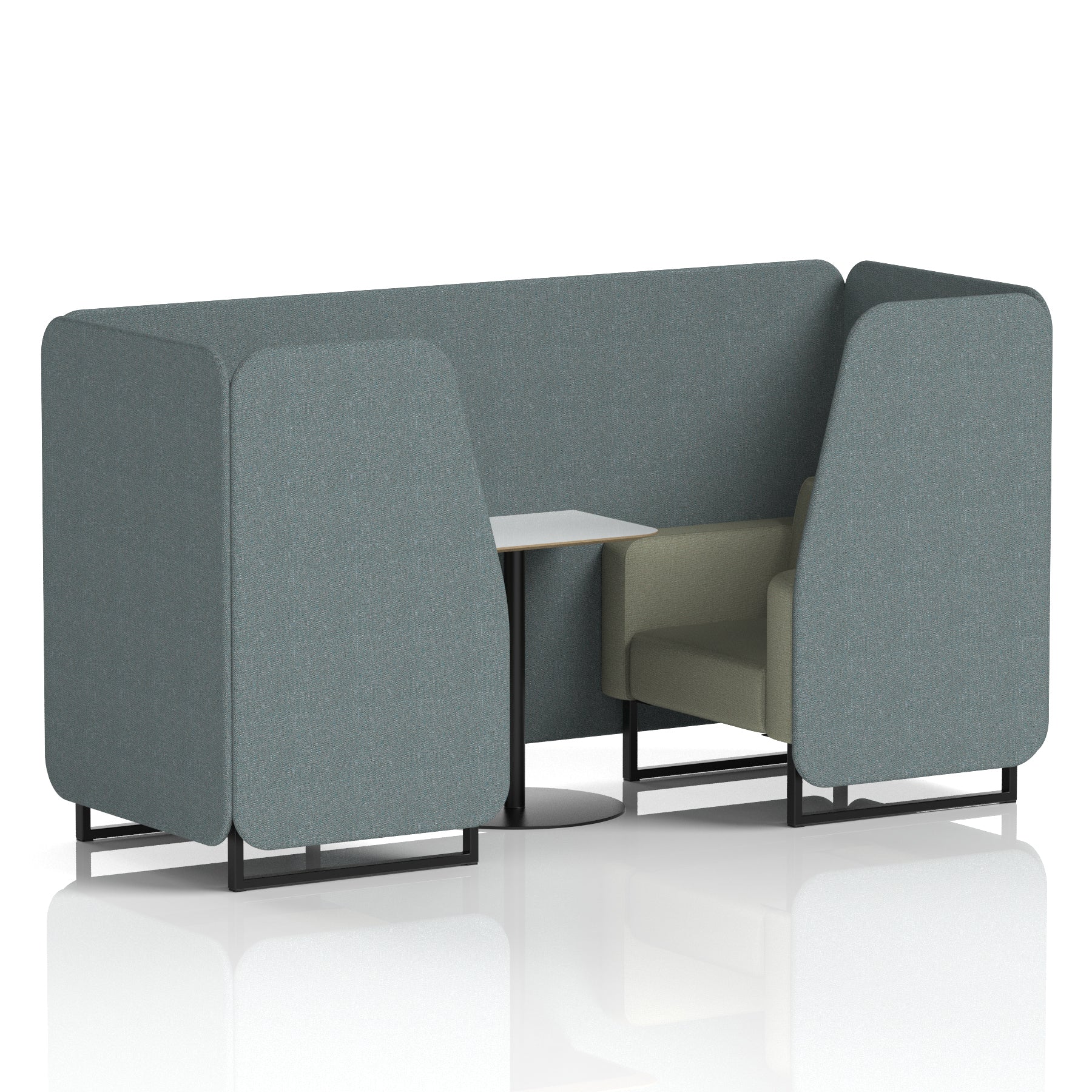 Brixworth Two-Tone Booth with White Table, 2–6 Seater, Multiple Colour Options, Black Frame, Fabric & Plywood, 10 Year Frame Warranty