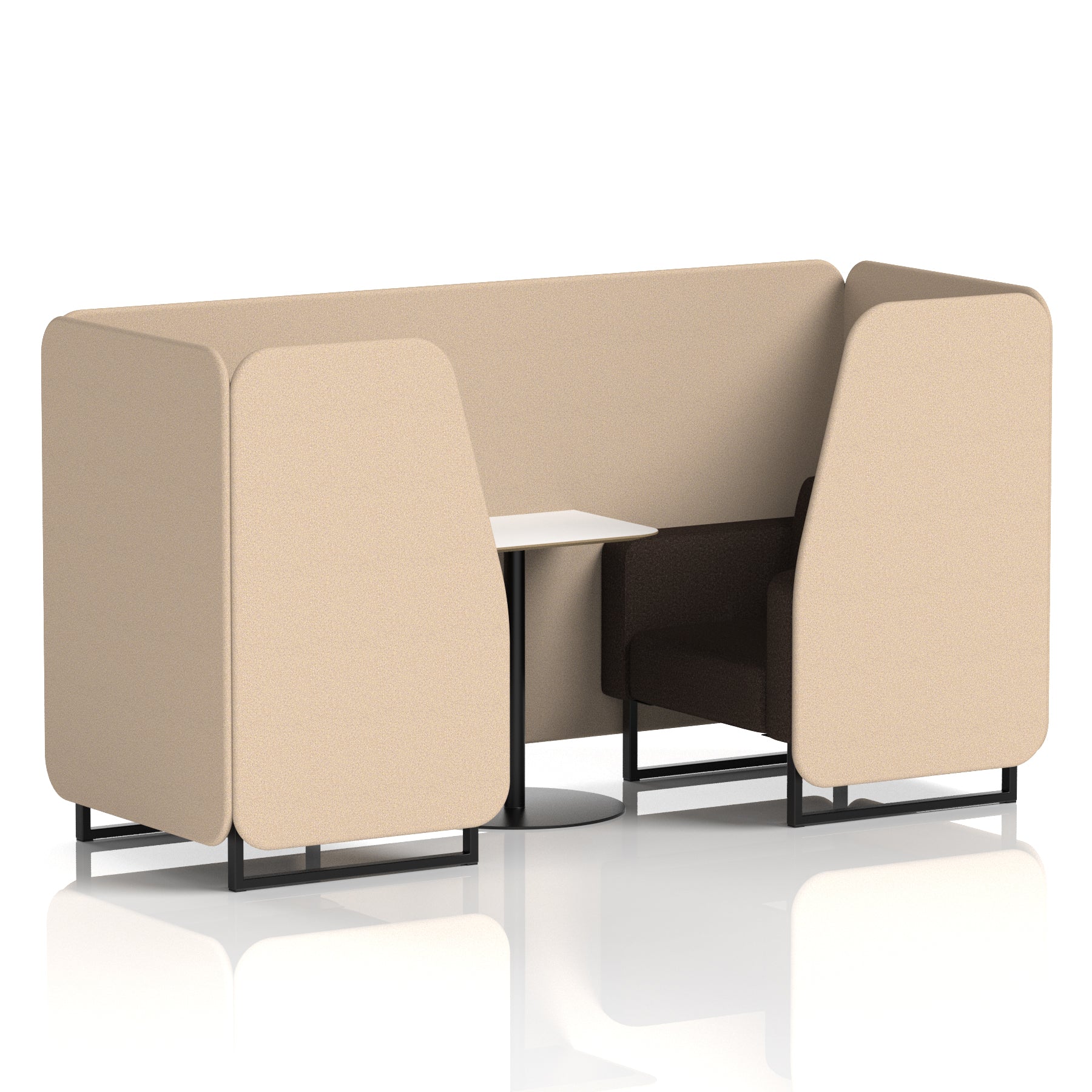 Brixworth Two-Tone Booth with White Table, 2–6 Seater, Multiple Colour Options, Black Frame, Fabric & Plywood, 10 Year Frame Warranty