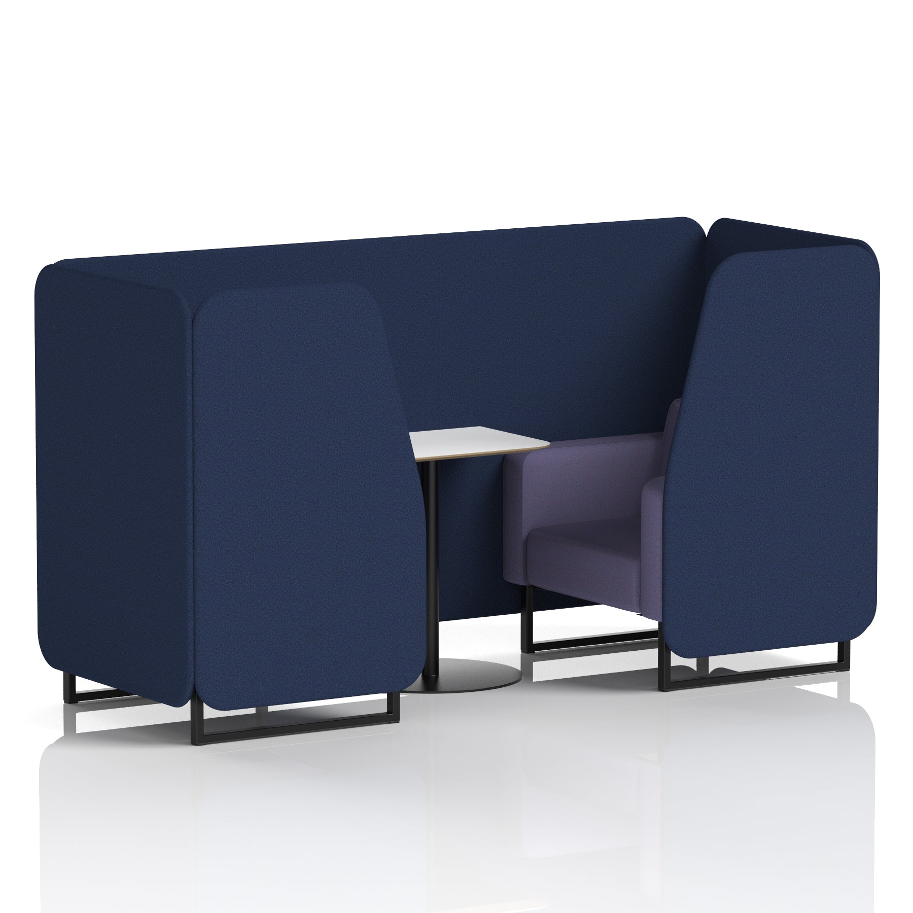 Brixworth Two-Tone Booth with White Table, 2–6 Seater, Multiple Colour Options, Black Frame, Fabric & Plywood, 10 Year Frame Warranty