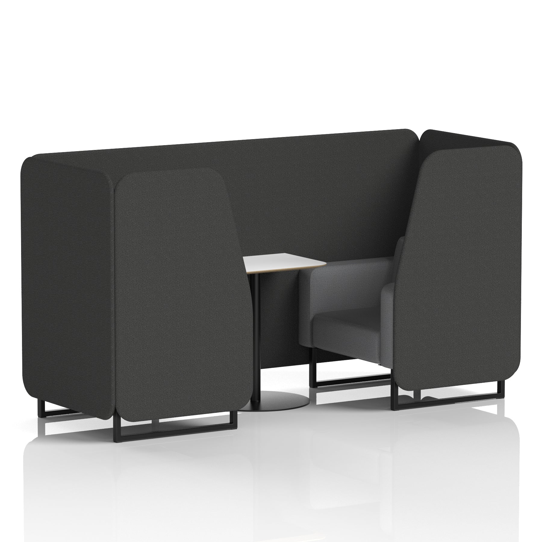 Brixworth Two-Tone Booth with White Table, 2–6 Seater, Multiple Colour Options, Black Frame, Fabric & Plywood, 10 Year Frame Warranty