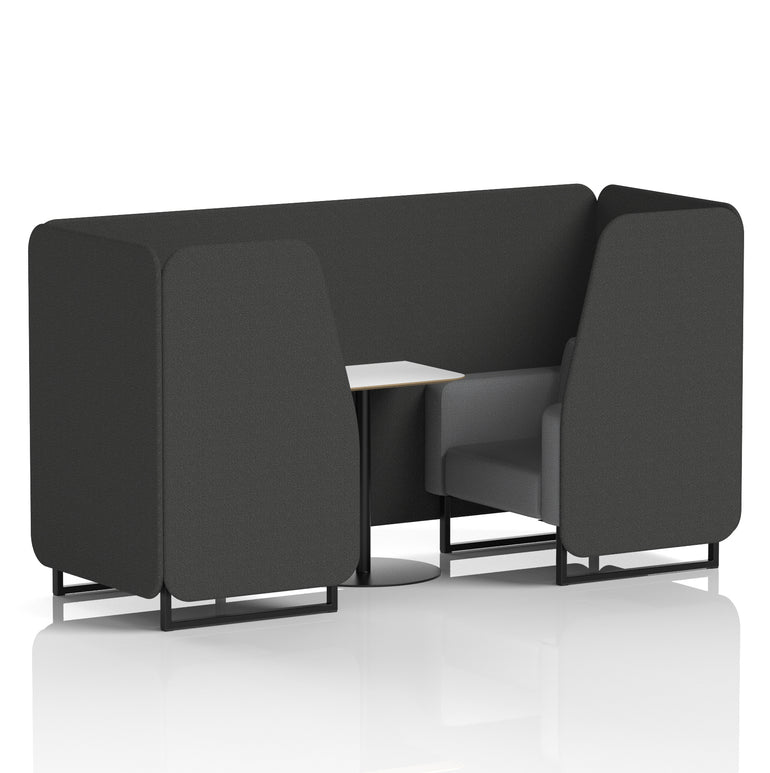 Brixworth Two-Tone Booth with White Table, 2–6 Seater, Multiple Colour Options, Black Frame, Fabric & Plywood, 10 Year Frame Warranty