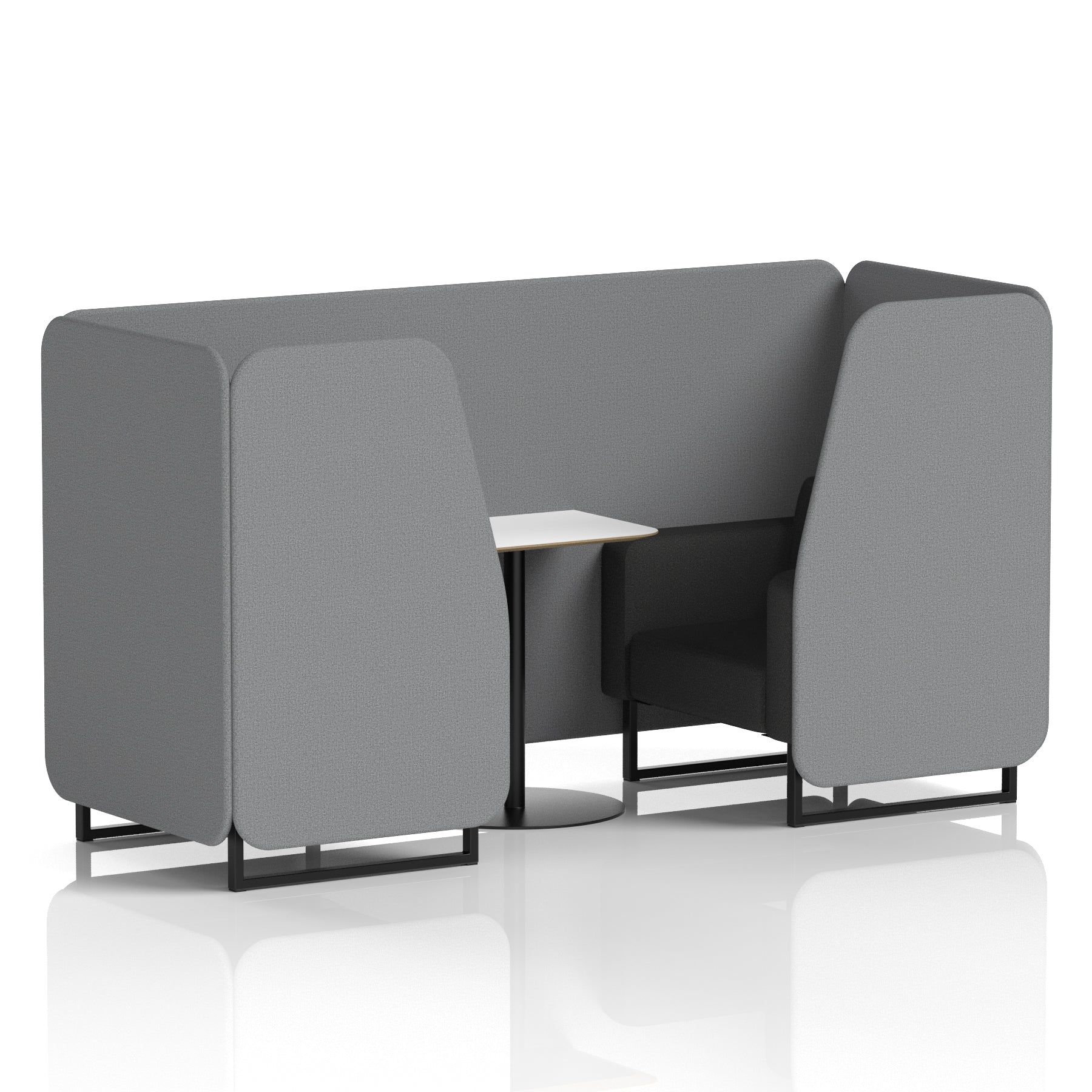 Brixworth Two-Tone Booth with White Table, 2–6 Seater, Multiple Colour Options, Black Frame, Fabric & Plywood, 10 Year Frame Warranty