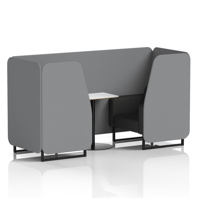 Brixworth Two-Tone Booth with White Table, 2–6 Seater, Multiple Colour Options, Black Frame, Fabric & Plywood, 10 Year Frame Warranty