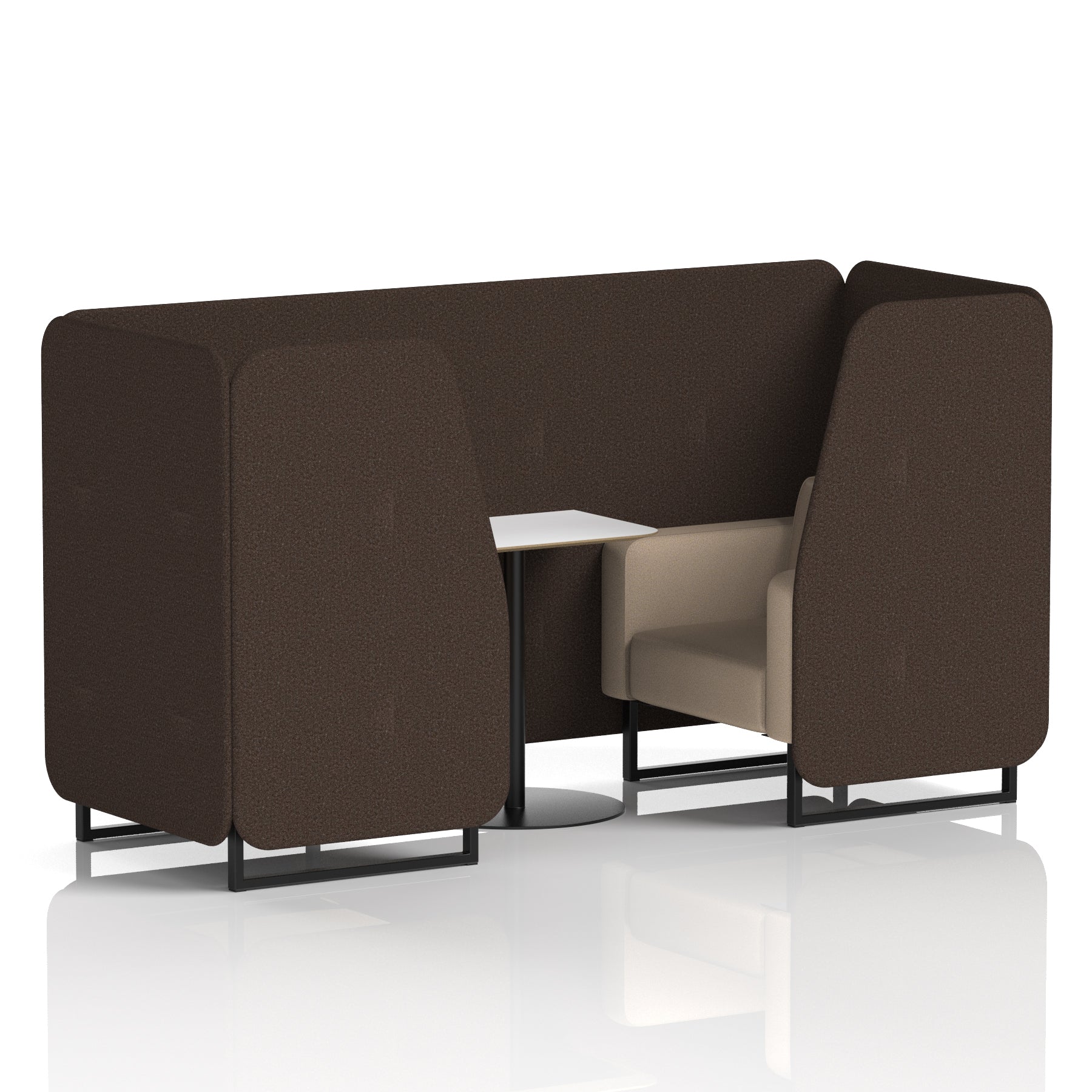 Brixworth Two-Tone Booth with White Table, 2–6 Seater, Multiple Colour Options, Black Frame, Fabric & Plywood, 10 Year Frame Warranty