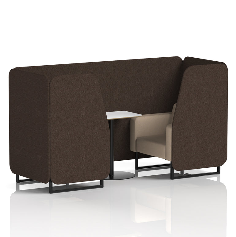 Brixworth Two-Tone Booth with White Table, 2–6 Seater, Multiple Colour Options, Black Frame, Fabric & Plywood, 10 Year Frame Warranty