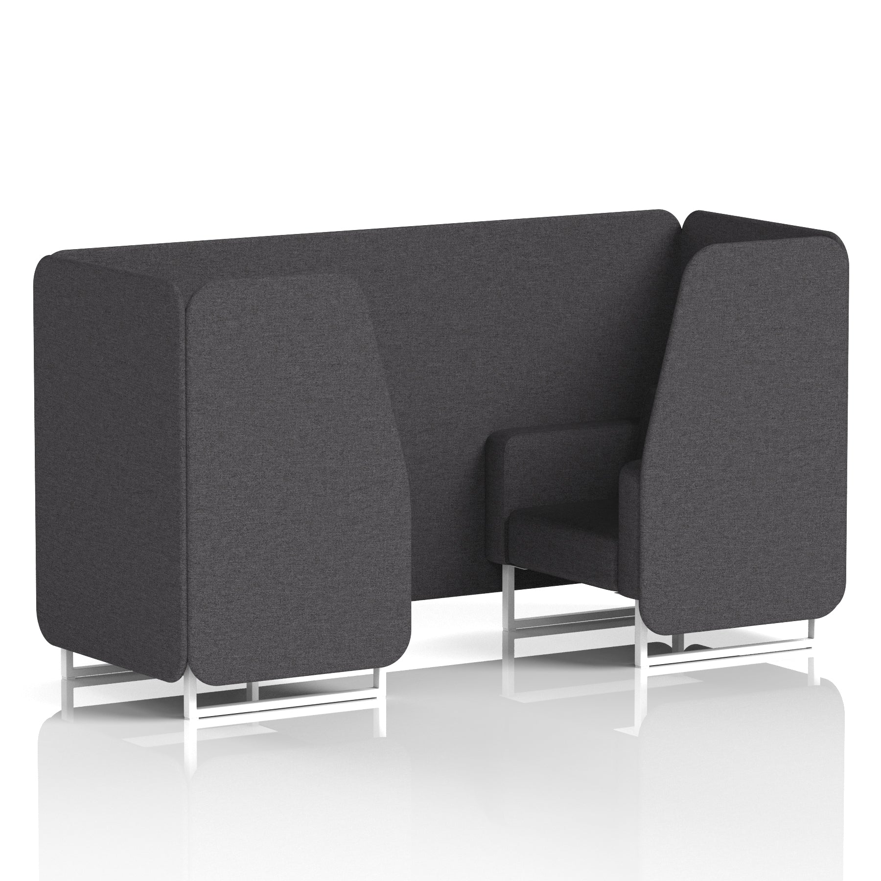 Brixworth Single Tone Office Booth – 2/4/6 Seater, Multiple Panel & Sofa Colours, Black or White Frame, Plywood/Foam/Fabric, Self-Assembly, 10yr Frame Warranty