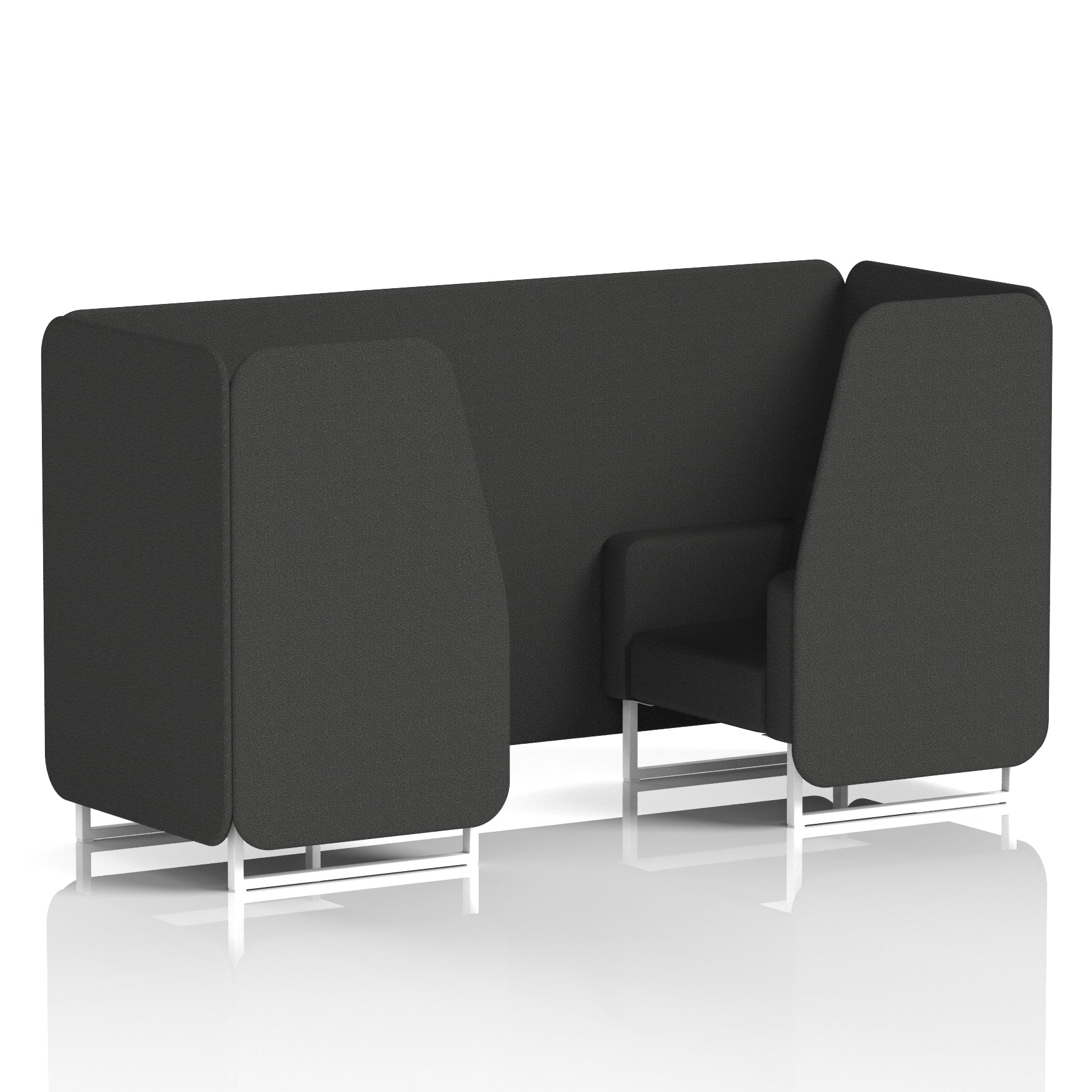 Brixworth Single Tone Office Booth – 2/4/6 Seater, Multiple Panel & Sofa Colours, Black or White Frame, Plywood/Foam/Fabric, Self-Assembly, 10yr Frame Warranty