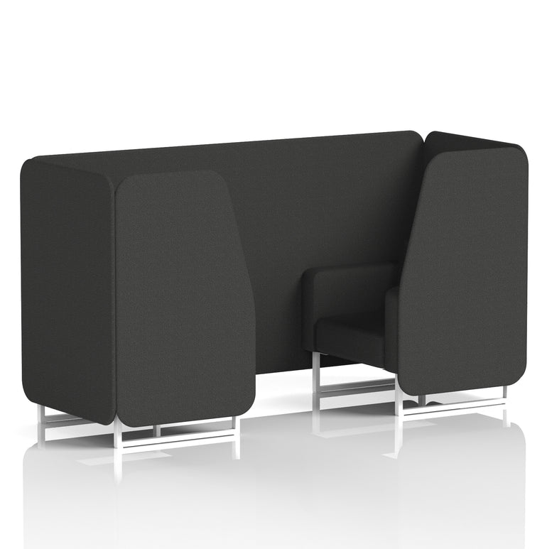Brixworth Single Tone Office Booth – 2/4/6 Seater, Multiple Panel & Sofa Colours, Black or White Frame, Plywood/Foam/Fabric, Self-Assembly, 10yr Frame Warranty