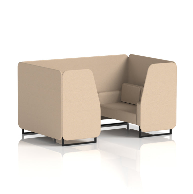 Brixworth Single Tone Office Booth – 2/4/6 Seater, Multiple Panel & Sofa Colours, Black or White Frame, Plywood/Foam/Fabric, Self-Assembly, 10yr Frame Warranty