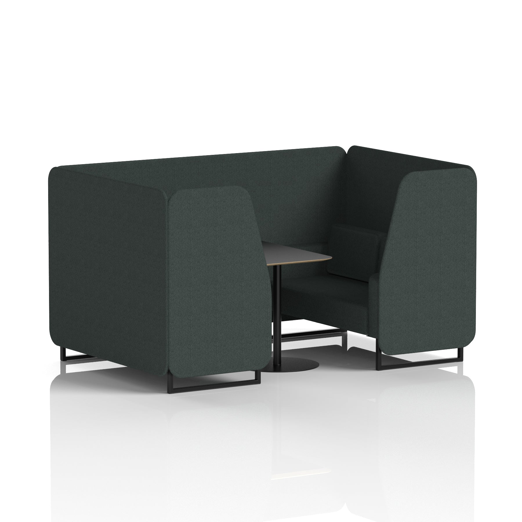 Brixworth Booth with Black Table – 2/4/6 Seater Office Pod, Multiple Colour Options, Black Frame, Plywood & Fabric, Self-Assembly, 10yr Frame Warranty