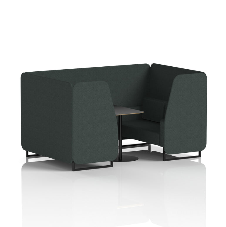 Brixworth Booth with Black Table – 2/4/6 Seater Office Pod, Multiple Colour Options, Black Frame, Plywood & Fabric, Self-Assembly, 10yr Frame Warranty