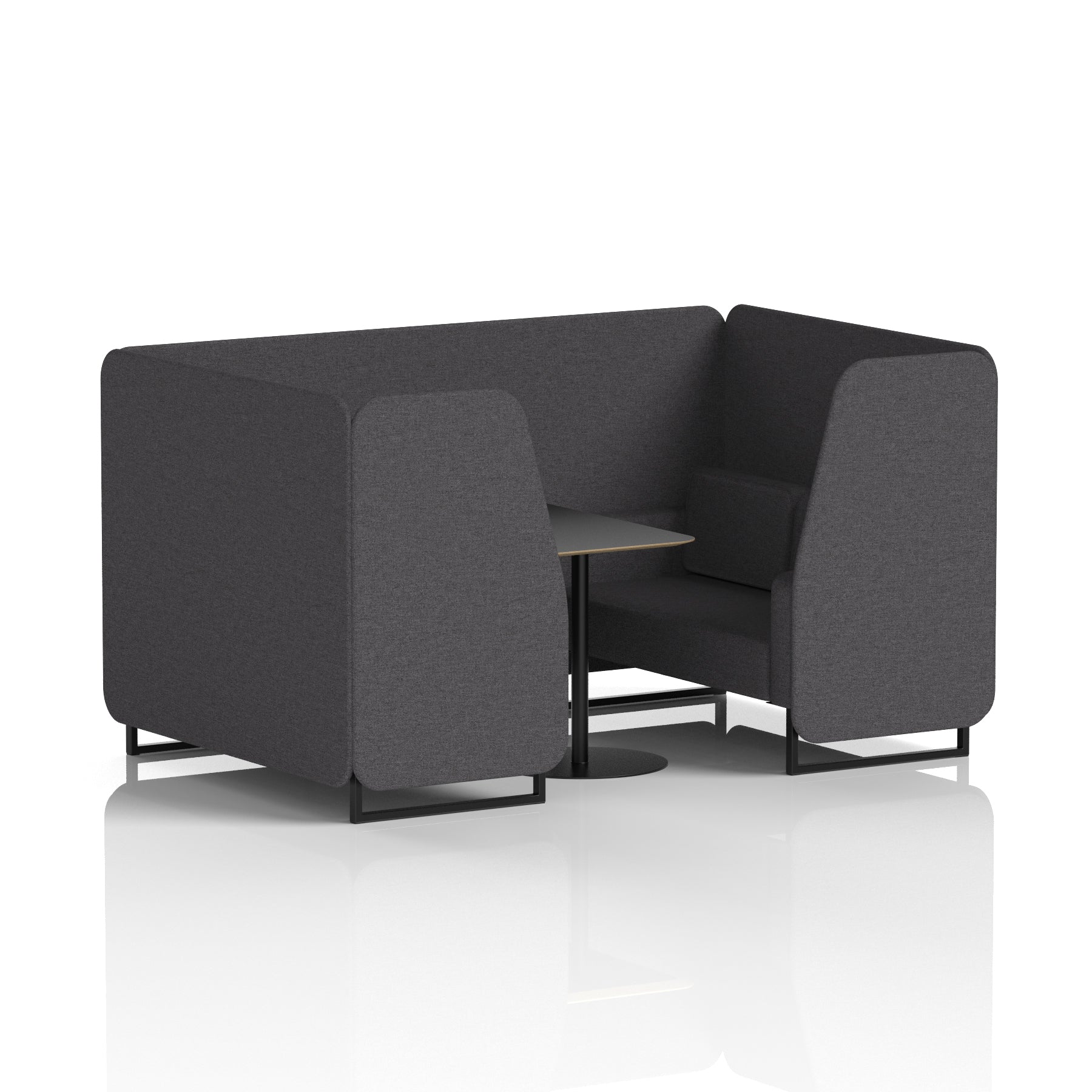 Brixworth Booth with Black Table – 2/4/6 Seater Office Pod, Multiple Colour Options, Black Frame, Plywood & Fabric, Self-Assembly, 10yr Frame Warranty