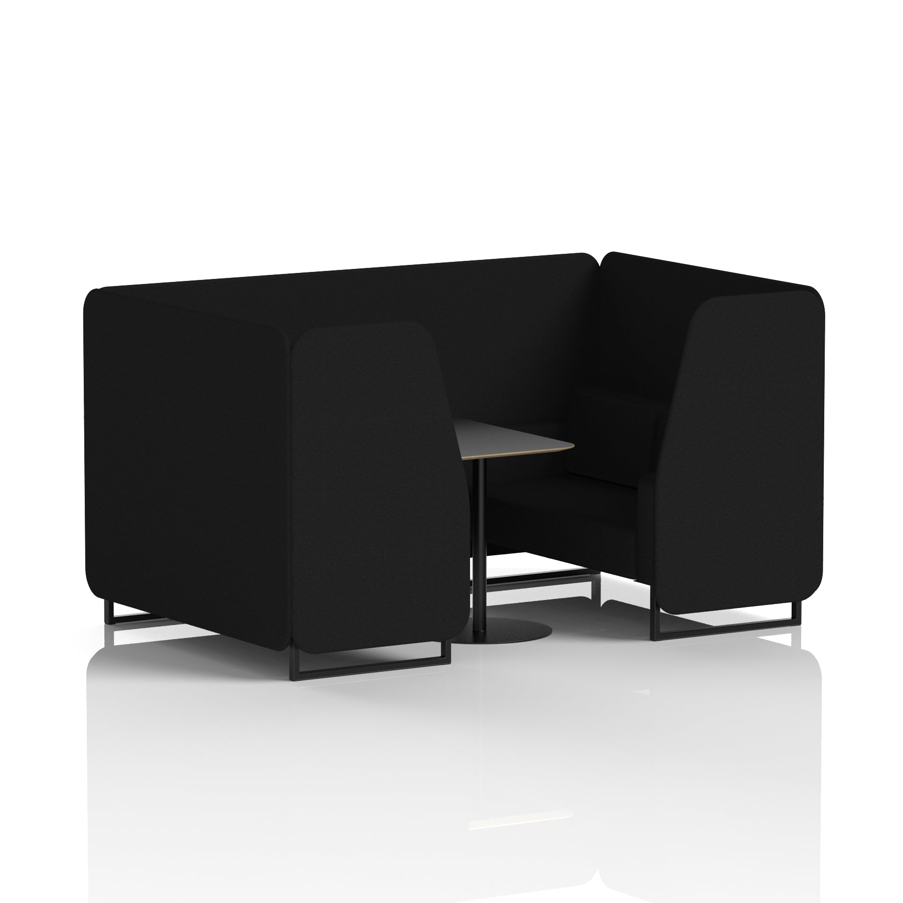 Brixworth Booth with Black Table – 2/4/6 Seater Office Pod, Multiple Colour Options, Black Frame, Plywood & Fabric, Self-Assembly, 10yr Frame Warranty