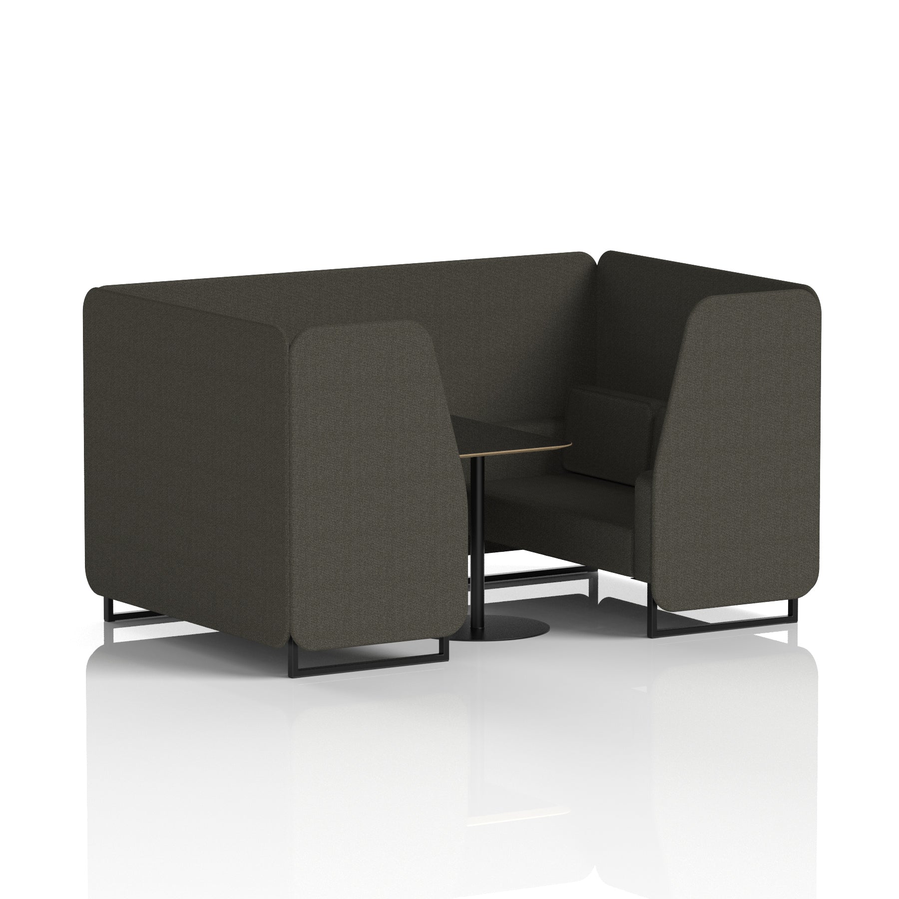 Brixworth Booth with Black Table – 2/4/6 Seater Office Pod, Multiple Colour Options, Black Frame, Plywood & Fabric, Self-Assembly, 10yr Frame Warranty