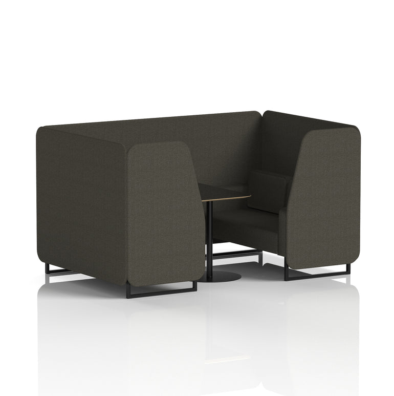 Brixworth Booth with Black Table – 2/4/6 Seater Office Pod, Multiple Colour Options, Black Frame, Plywood & Fabric, Self-Assembly, 10yr Frame Warranty