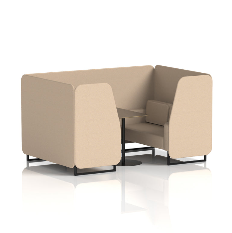 Brixworth Booth with Black Table – 2/4/6 Seater Office Pod, Multiple Colour Options, Black Frame, Plywood & Fabric, Self-Assembly, 10yr Frame Warranty